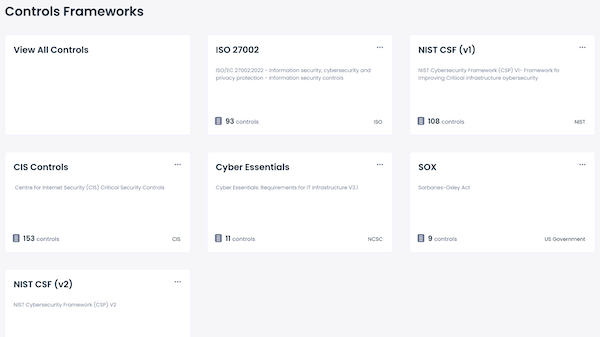 Support for common control frameworks